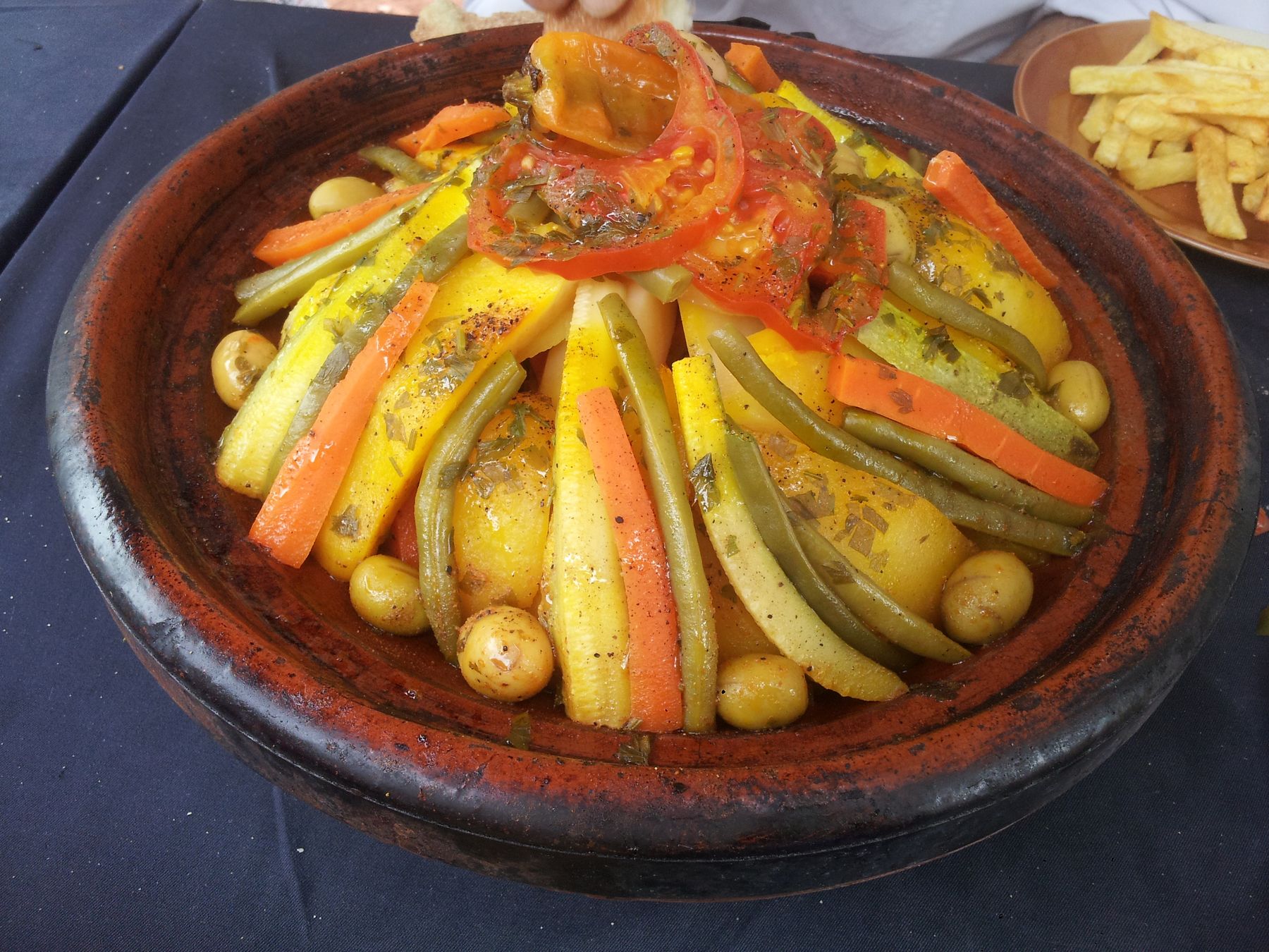 Vegetable tagine served in its clay dish