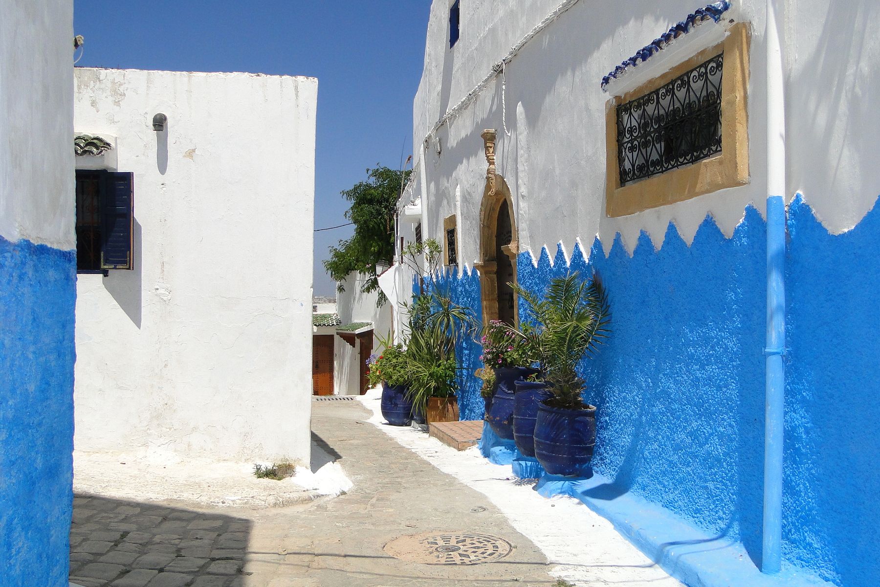 Blue and white lane inside the Kasbah of the Udayas, Rabat